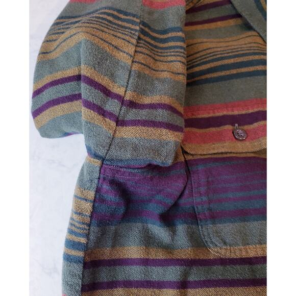 L.L. BEAN Fleece Lined Traditional Fit Sriped Flannel Shirt Shacket Men's Large - Picture 3 of 11